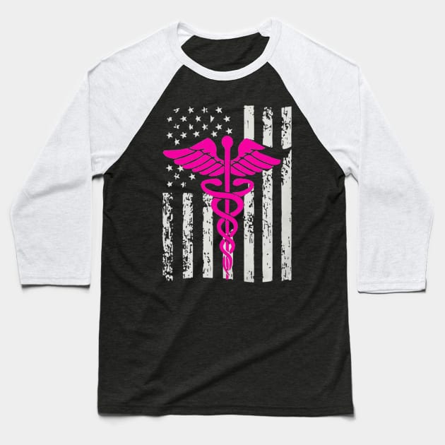 Nurse american flag Baseball T-Shirt by RoseKinh